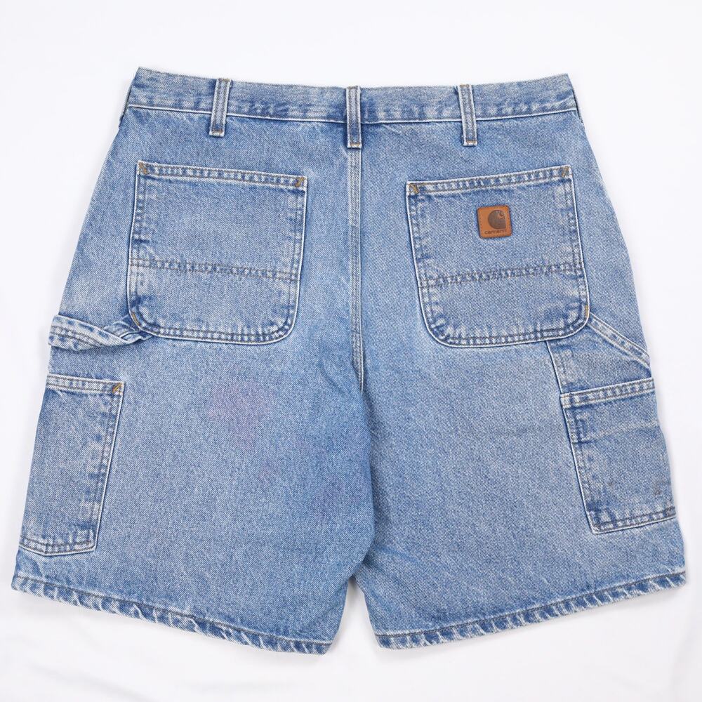 Vintage Carhartt B29 STW Faded Blue Denim Carpenter Jean Shorts Size 33